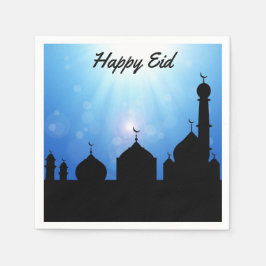 Happy Eid Moschee mit Sonnenstrahlen - Paper Napki Serviette