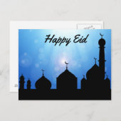 Happy Eid Moschee mit Sonnenstrahlen - Postkarte (Vorne/Hinten)
