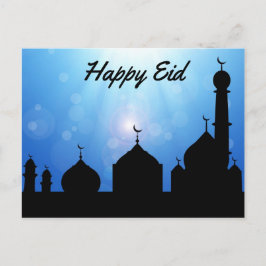 Happy Eid Moschee mit Sonnenstrahlen - Postkarte