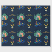 Happy Eid Mubarak 1445 Hijriah Navy Blue Geschenkpapier (Flach)