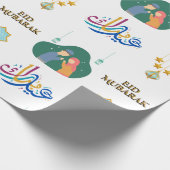 Happy Eid Mubarak 1445 Hijriah White Geschenkpapier (Ecke)