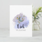 Happy Eid Mubarak Blue Blush Card Karte (Stehend Vorderseite)
