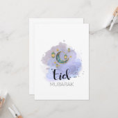 Happy Eid Mubarak Blue Blush Card Karte (Vorderseite/Rückseite Beispiel)