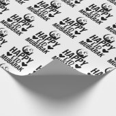 Happy Eid Mubarak Crescent Moschee Schwarz-weiß Geschenkpapier (Ecke)