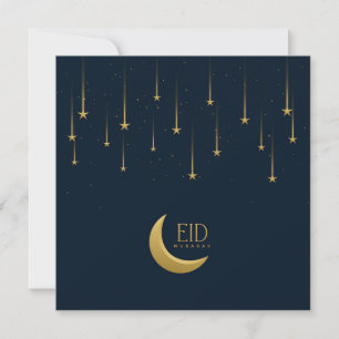 Happy Eid Mubarak Crescent Star Gold Blue  Feiertagskarte