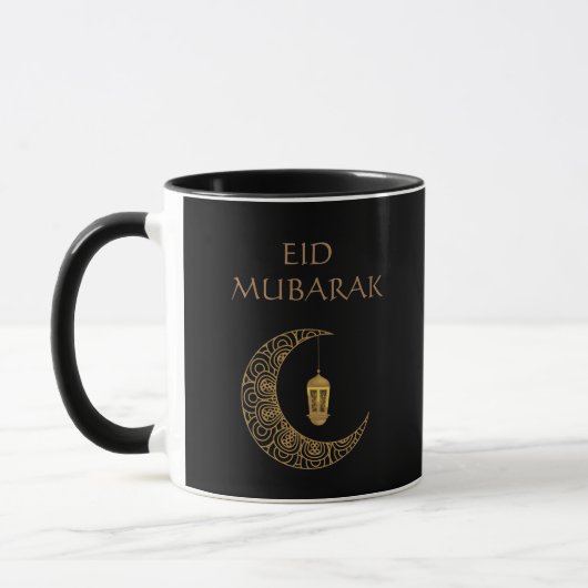 Happy Eid Mubarak Golden Black Crescent Tasse (Links)