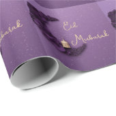 Happy Eid Mubarak Purple Crescent Wrapping  Paper  Geschenkpapier (Rolleneckpunkt)