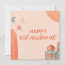 Happy Eid Mubarak Watercolor Moschee