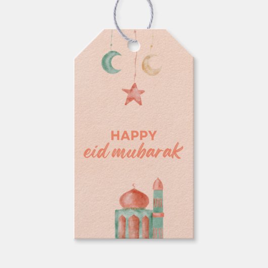 Happy Eid Mubarak Watercolor Moschee Geschenkanhänger (Vorderseite)