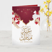 Happy Eid Mubarak White and Red Floral Karte (Gelbe Blume)