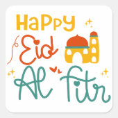 Happy Eid Quadratischer Aufkleber (Vorderseite)