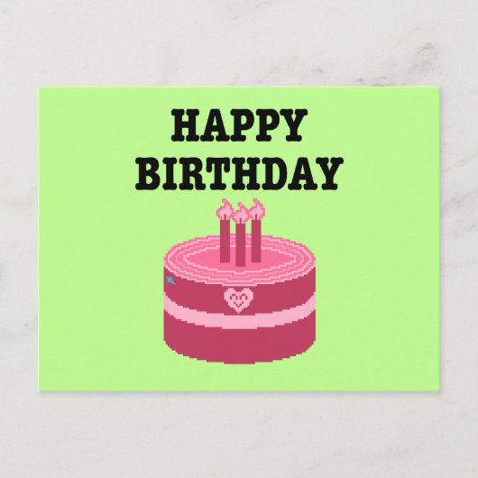 Happy Eight-Bit Birthday Pixel Art Einladungspostkarte (Vorderseite)