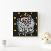 Happy Elefant am sonnigen Strand Quadratische Wanduhr (Zuhause)