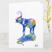 Happy Elefant Aquarell Karte (Gelbe Blume)