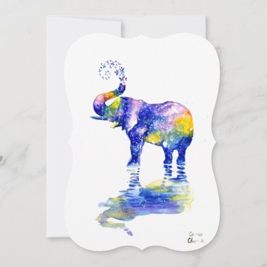 Happy Elefant Aquarell Save The Date (Rückseite)