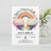 Happy Elegant Clouds Girl Einladung (Stehend Vorderseite)