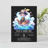 Happy Elegant Pirate Birthday Einladung (Stehend Vorderseite)