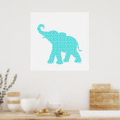 Happy Elephant Art Green Pattern Moderne Poster (Küche)