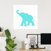 Happy Elephant Art Green Pattern Moderne Poster (Heimbüro)