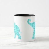 Happy Elephant Art Green Pattern Moderne Tasse (Zentrum)
