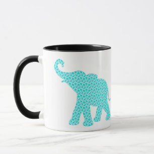 Happy Elephant Art Green Pattern Moderne Tasse