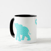 Happy Elephant Art Green Pattern Moderne Tasse (Vorderseite Links)