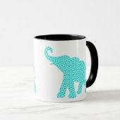 Happy Elephant Art Green Pattern Moderne Tasse (VorderseiteRechts)