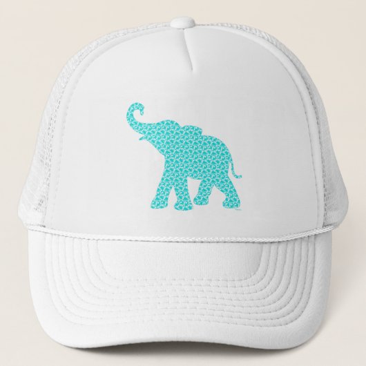 Happy Elephant Art Green Pattern Moderne Truckerkappe (Vorderseite)