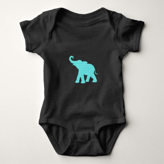Happy Elephant Art Green Pattern Niedlich Baby Strampler (Vorderseite)