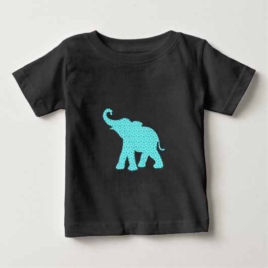 Happy Elephant Art Pattern Black Baby T-shirt (Vorderseite)