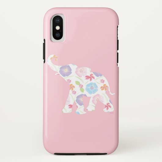 Happy Elephant Art Pattern Blume Niedlich Einzigar Case-Mate iPhone Hülle (Rückseite)