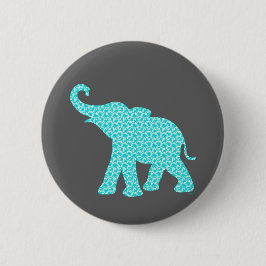 Happy Elephant Art Türkis Muster Moderne Button