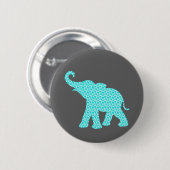 Happy Elephant Art Türkis Muster Moderne Button (Vorne & Hinten)