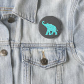 Happy Elephant Art Türkis Muster Moderne Button (Beispiel)