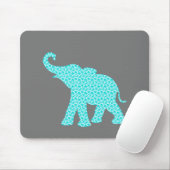 Happy Elephant Art Türkis Muster Moderne Mousepad (Mit Mouse)