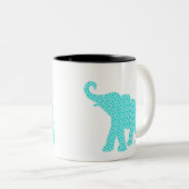 Happy Elephant Art Türkis Muster Moderne Zweifarbige Tasse (VorderseiteRechts)