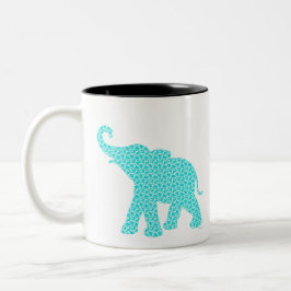 Happy Elephant Art Türkis Muster Moderne Zweifarbige Tasse
