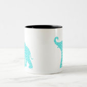 Happy Elephant Art Türkis Muster Moderne Zweifarbige Tasse (Mittel)