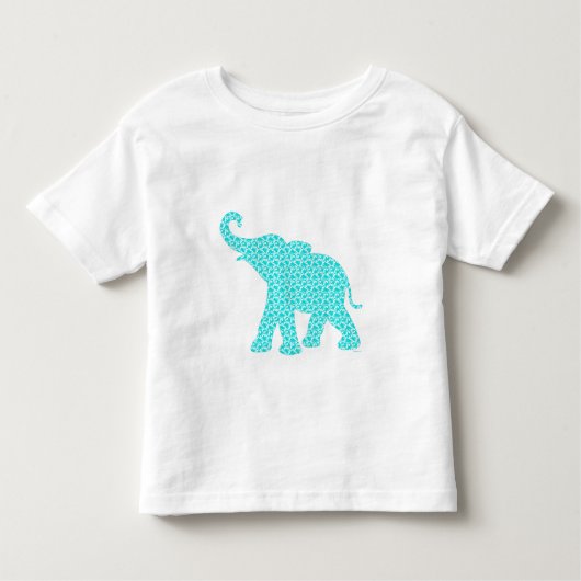 Happy Elephant Art Türkis Muster Niedlich Kleinkind T-shirt (Vorderseite)