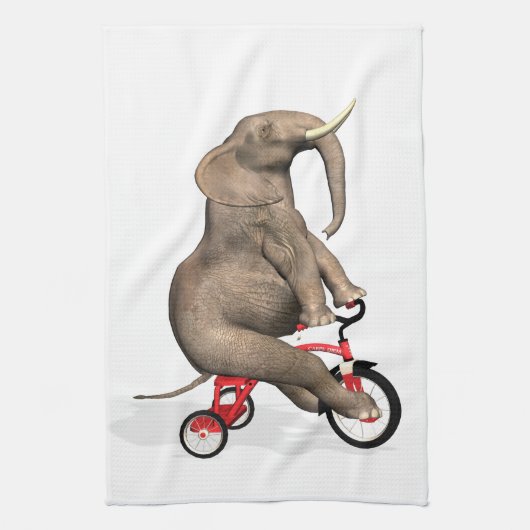 Happy Elephant auf Tricycle Handtuch (Vertikal)