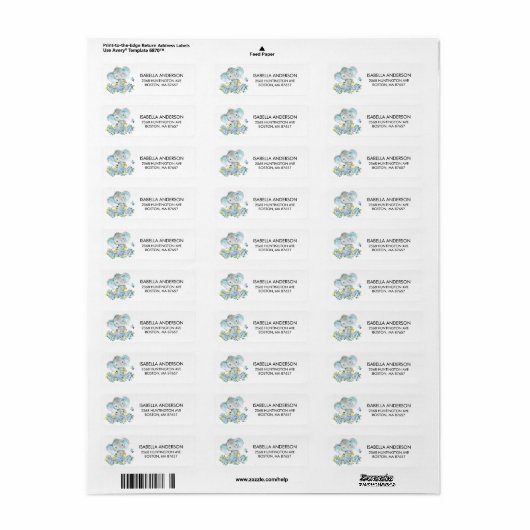 Happy Elephant Baby Shower Address Label (Vorne)