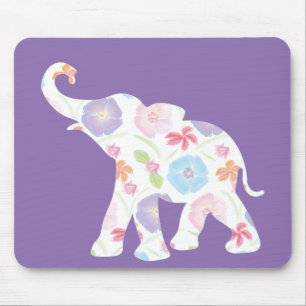 Happy Elephant-Big-Blume-Muster Moderne Mousepad