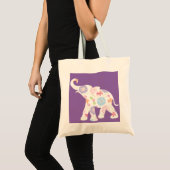 Happy Elephant-Big-Blume-Muster Moderne Tragetasche (Vorderseite (Produkt))