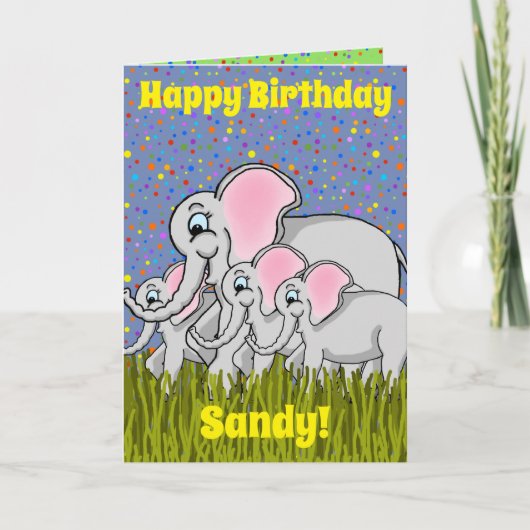 Happy Elephant Birthday Card Karte (Vorderseite)