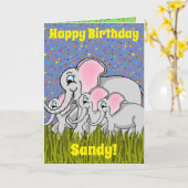 Happy Elephant Birthday Card Karte (Gelbe Blume)