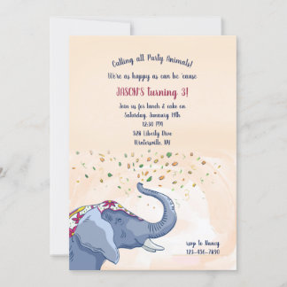 Happy Elephant Geburtstagsparty Einladung