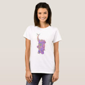 Happy Elephant mit Blume Funny T - Shirt (Vorne ganz)
