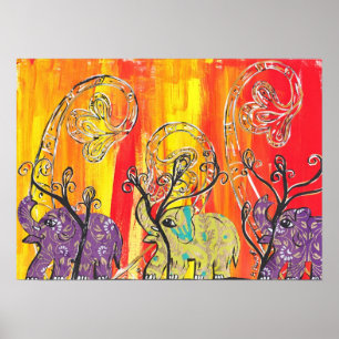 Happy Elephant Parade Print Poster