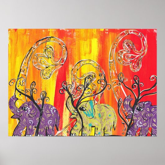 Happy Elephant Parade Print Poster (Vorne)