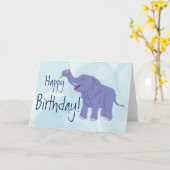 Happy Elephant (Personalize) Karte (Gelbe Blume)